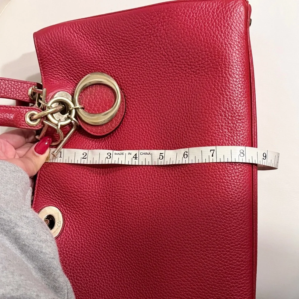 Christian Dior Diorissimo Medium Tote Red Pebbled Leather | Strap + Pouch